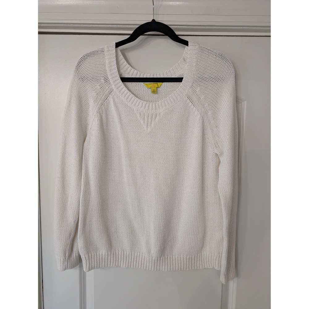 Banana Republic x Milly Collection White 100%‎ Cotton Knit Scoop Neck Sweater M